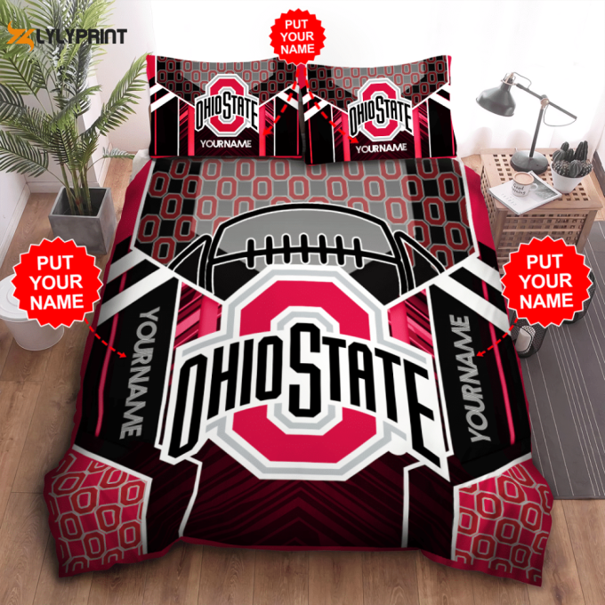 Ohio State Buckeyes Duvet Cover Bedding Set Gift For Fans 1