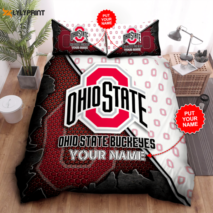 Ohio State Buckeyes Duvet Cover Bedding Set Gift For Fans 1