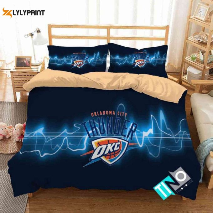 Oklahoma City Thunder Basketball Duvet Cover Bedding Set Gift For Fans 1