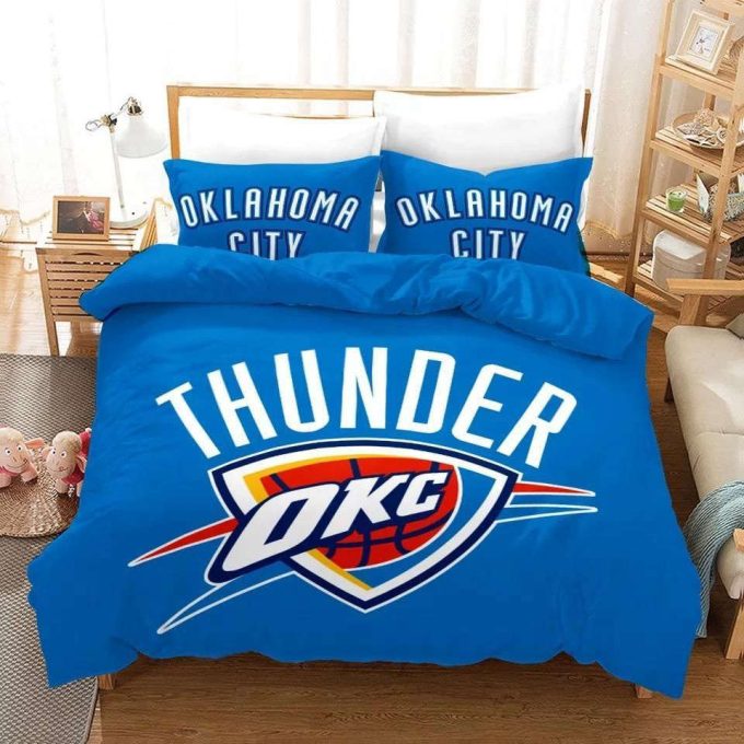 Oklahoma City Thunder Basketball Duvet Cover Bedding Set Gift For Fans 3