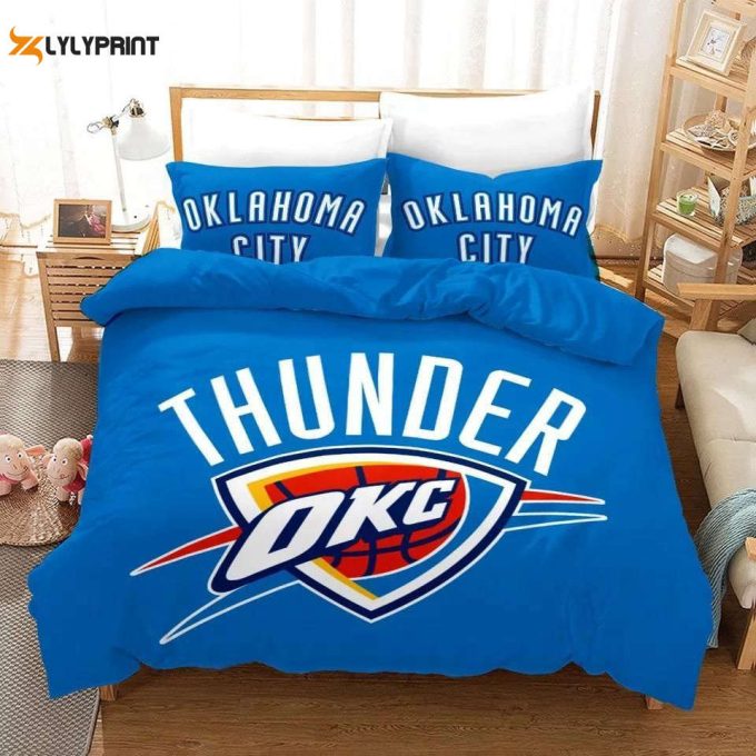 Oklahoma City Thunder Basketball Duvet Cover Bedding Set Gift For Fans 1