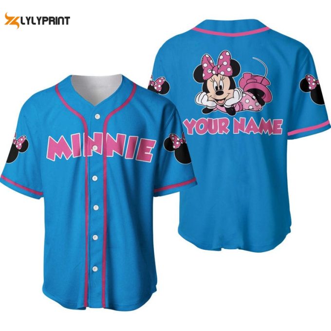 Personalized Chilling Minnie Mouse Disney All Over Print Baseball Jersey 1