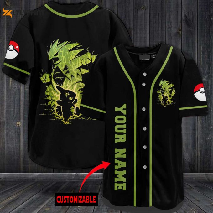 Personalized Cute Green Pokemon Baseball Jersey 1