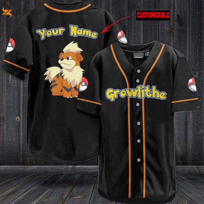 Personalized Growlithe Baseball Jersey 1