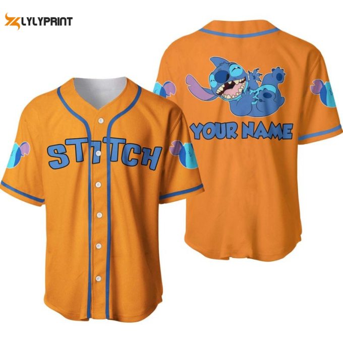 Personalized Happy Stitch Disney All Over Print Baseball Jersey 1