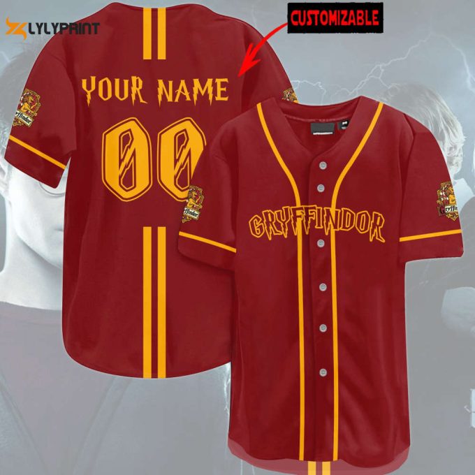 Personalized Harry Potter Gryffindor House Hogwarts All Over Print Unisex Baseball Jersey 1