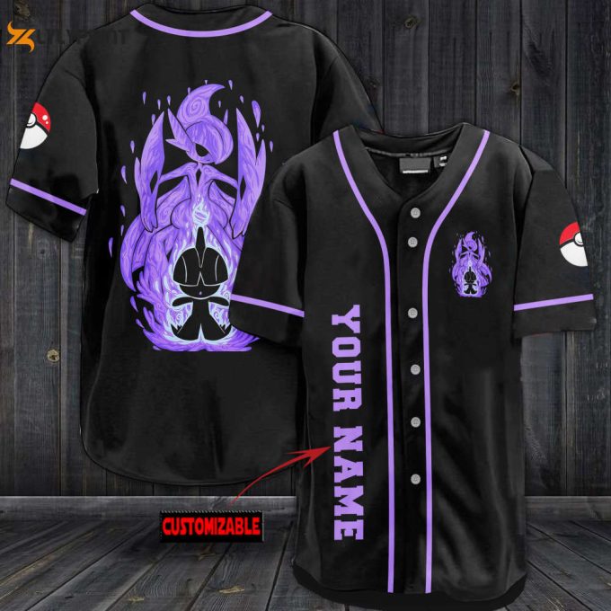 Personalized Mysterious Purple Pokemon Baseball Jersey 1