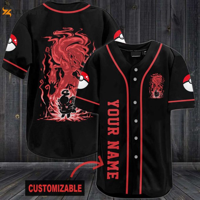 Personalized Red Pokemon Baseball Jersey 1