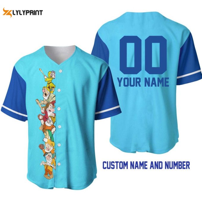 Personalized Seven Dwarfs Snow White All Over Print Baseball Jersey 1