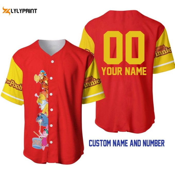 Personalized Winnie The Pooh Team All Over Print Baseball Jersey 1