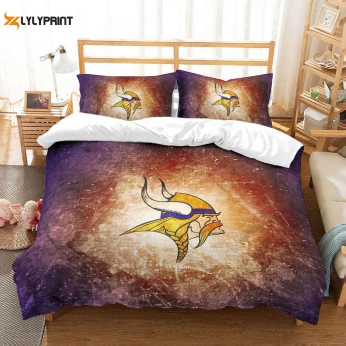 Printed Minnesota Vikings Duvet Cover Bedding Set Gift For Fans 1