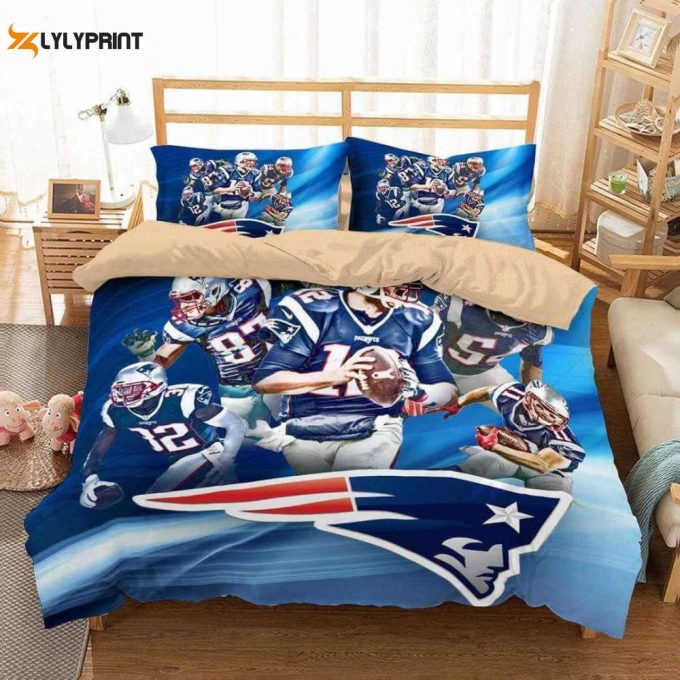 Printed New England Patriots Team Duvet Cover Bedding Set Gift For Fans 1