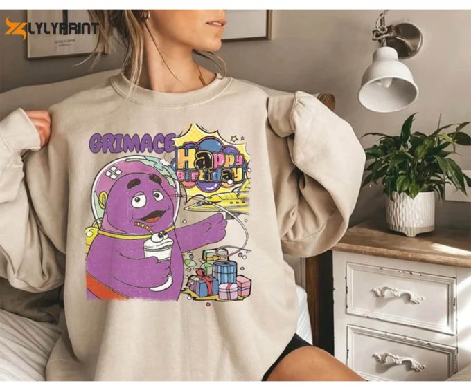 Retro Grimace Shake Sweatshirt, Funny Tik Tok Trend Meme,Hbd Grimace Hilarious Shirt,Grimace Survivor Appareal,Happy Birthday Grimace Shirt 1