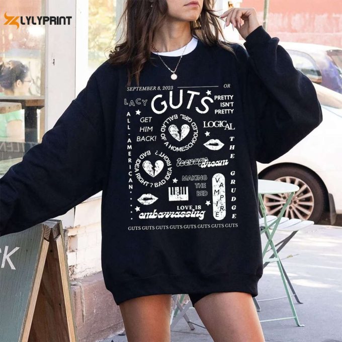 Retro Guts Album Song Olivia Rodrigo Shirt, Olivia Rodrigo Guts Merch, Guts Tour Shirt, Guts Tour 2024 Shirt, Olivia Rodrigo Fan Shirt 1