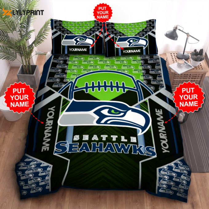 Seattle Seahawks Duvet Cover Bedding Set Gift For Fans 1