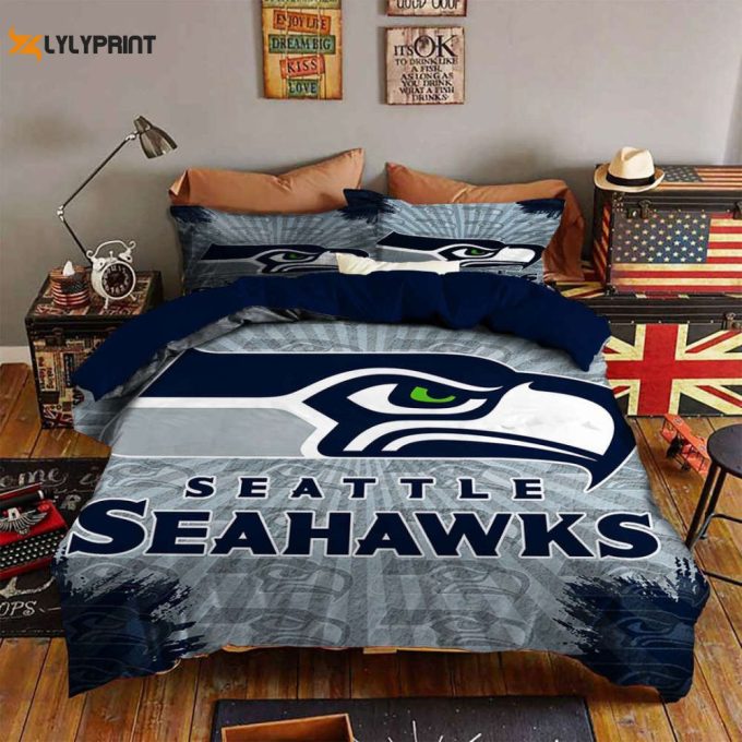 Seattle Seahawks Duvet Cover Bedding Set Gift For Fans 1