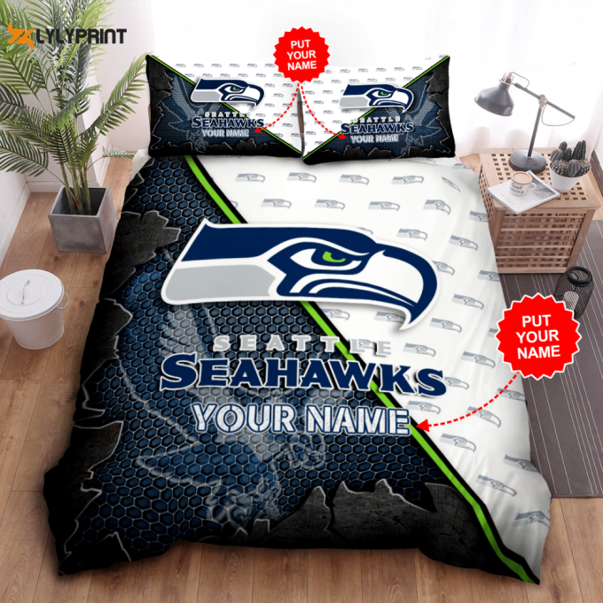 Seattle Seahawks Duvet Cover Bedding Set Gift For Fans 1