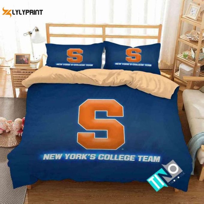 Syracuse Orangeew York’s College Team Duvet Cover Bedding Set Gift For Fans 1