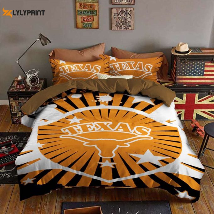 Texas Longhorns Duvet Cover Bedding Set Gift For Fans 1