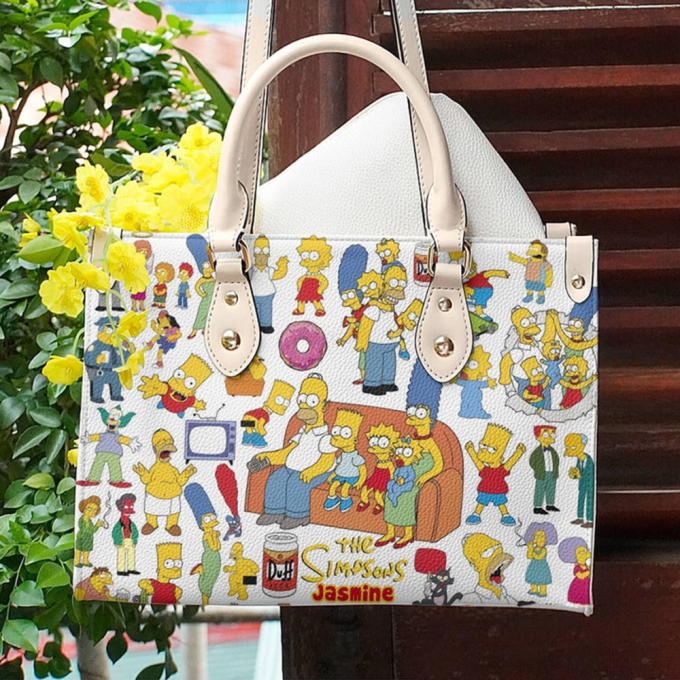 The Simpsons Custom Name Leather Bag For Women Gift 2