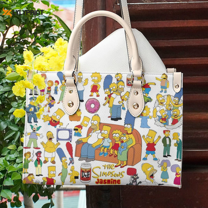 The Simpsons Custom Name Leather Bag For Women Gift 1