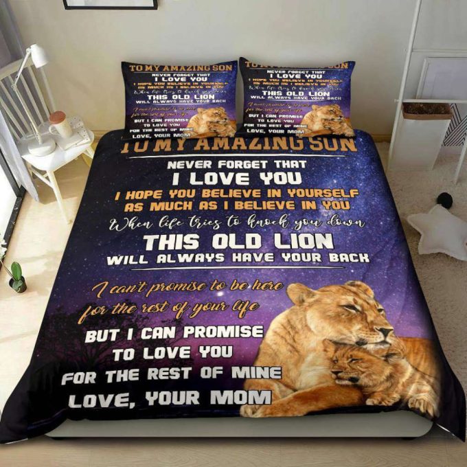 To My Amazing Son Lion Duvet Cover Bedding Set Gift For Fans 8