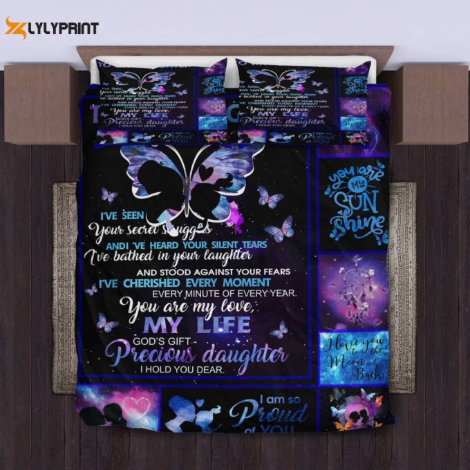 To My Daughter Butterfly Duvet Cover Bedding Set Gift For Fans 1