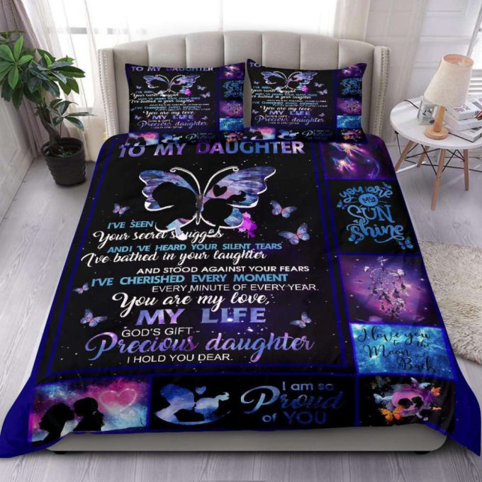 To My Daughter Butterfly Duvet Cover Bedding Set Gift For Fans 3