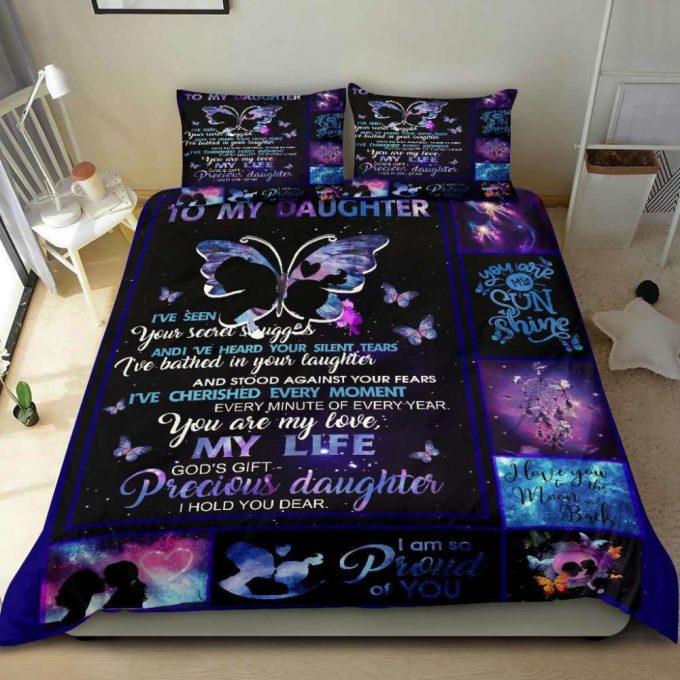 To My Daughter Butterfly Duvet Cover Bedding Set Gift For Fans 8