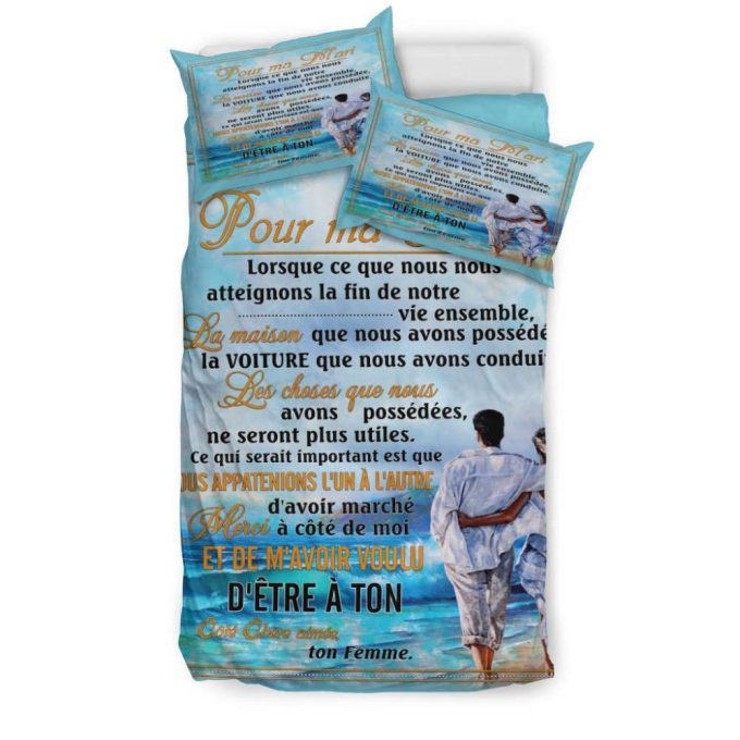 To My Husband Beach Art Duvet Cover Bedding Set Gift For Fans 3