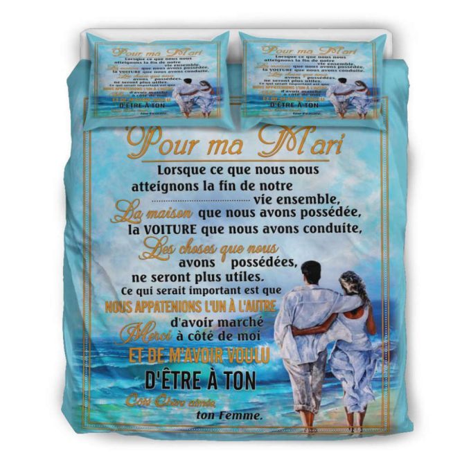 To My Husband Beach Art Duvet Cover Bedding Set Gift For Fans 4