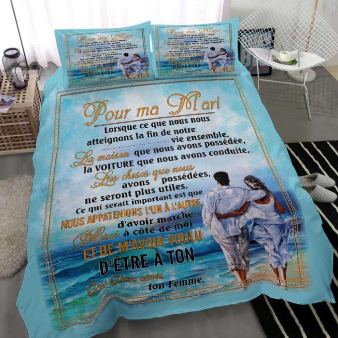 To My Husband Beach Art Duvet Cover Bedding Set Gift For Fans 6