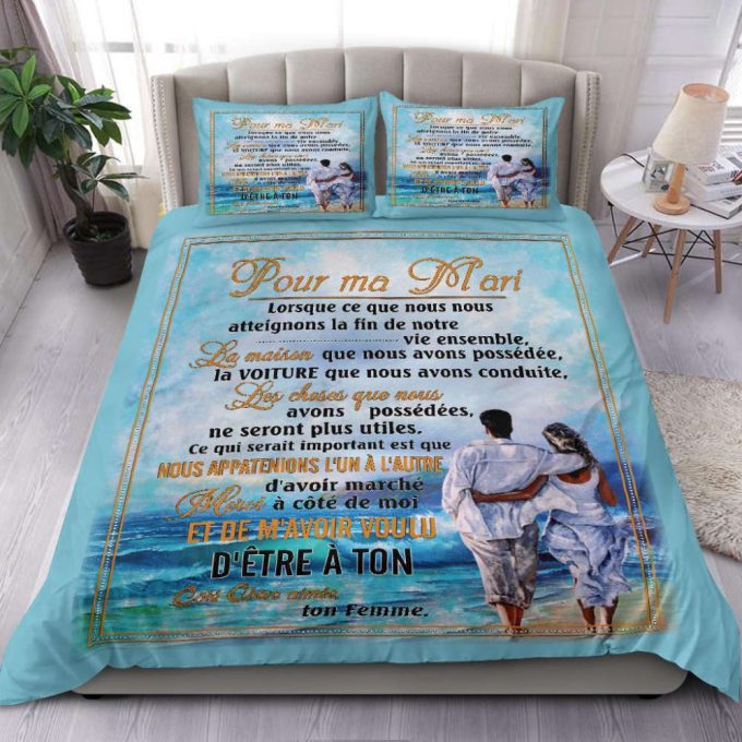 To My Husband Beach Art Duvet Cover Bedding Set Gift For Fans 7