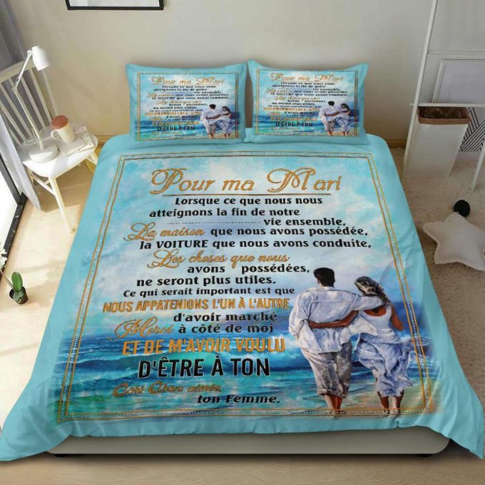 To My Husband Beach Art Duvet Cover Bedding Set Gift For Fans 4