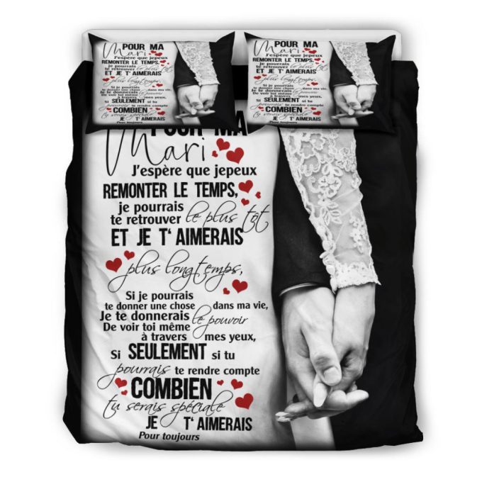 To My Husband Frech Black White Duvet Cover Bedding Set Gift For Fans 5