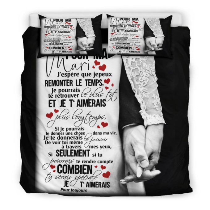 To My Husband Frech Black White Duvet Cover Bedding Set Gift For Fans 7