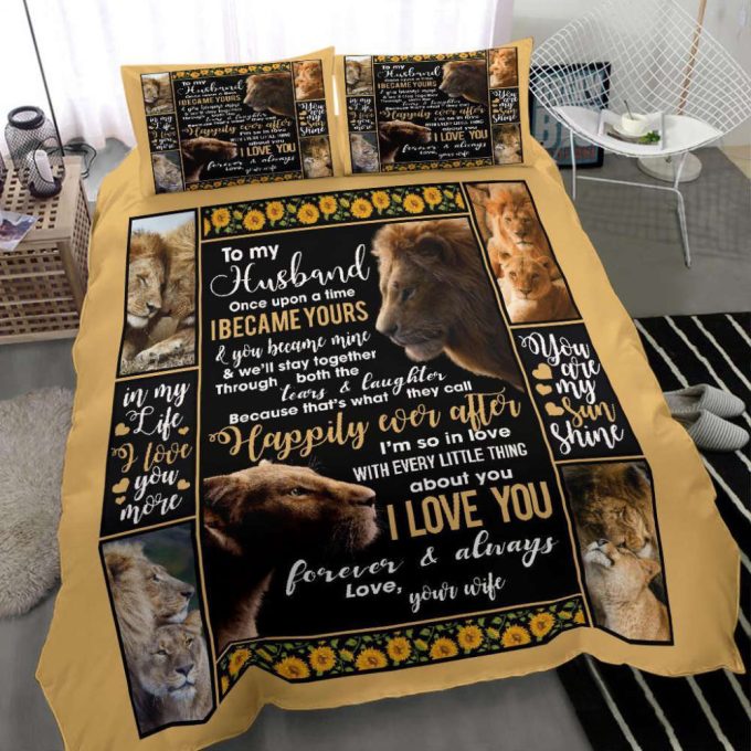 To My Husband Lion Duvet Cover Bedding Set Gift For Fans 4