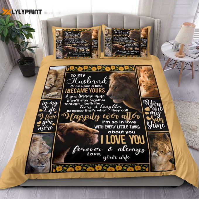 To My Husband Lion Duvet Cover Bedding Set Gift For Fans 1