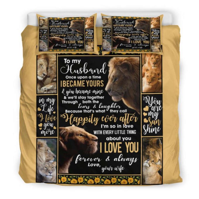 To My Husband Lion Duvet Cover Bedding Set Gift For Fans 8