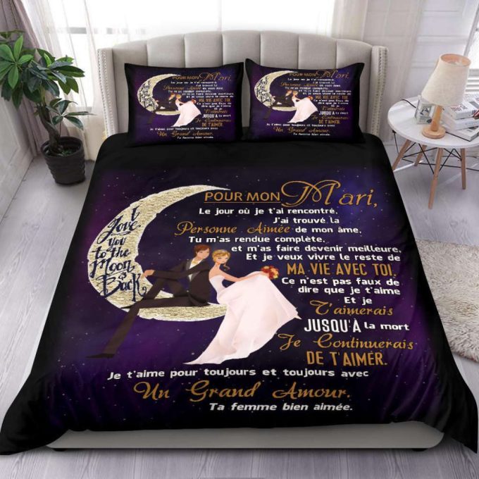 To My Husband To The Moon Duvet Cover Bedding Set Gift For Fans 2