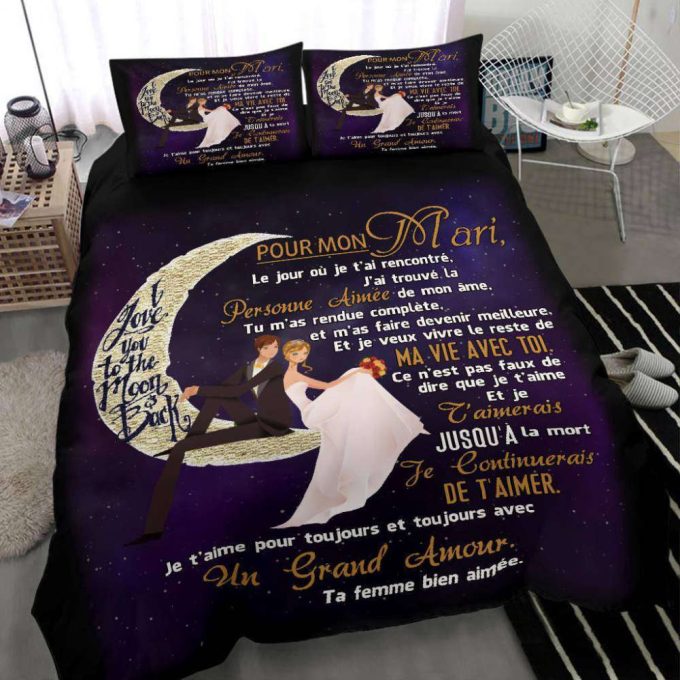 To My Husband To The Moon Duvet Cover Bedding Set Gift For Fans 8