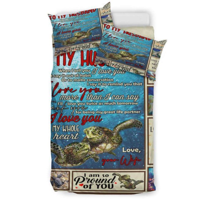 To My Husband Turtle Art Duvet Cover Bedding Set Gift For Fans 3