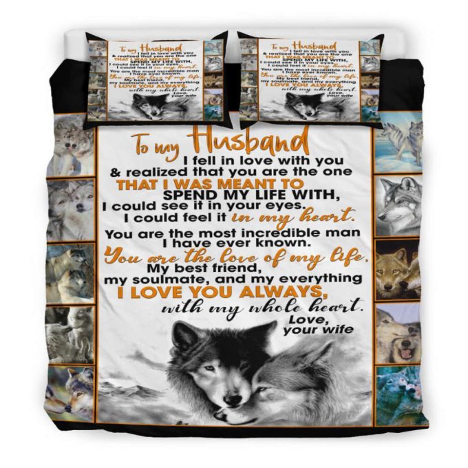 To My Husband Wolf Duvet Cover Bedding Set Gift For Fans 7