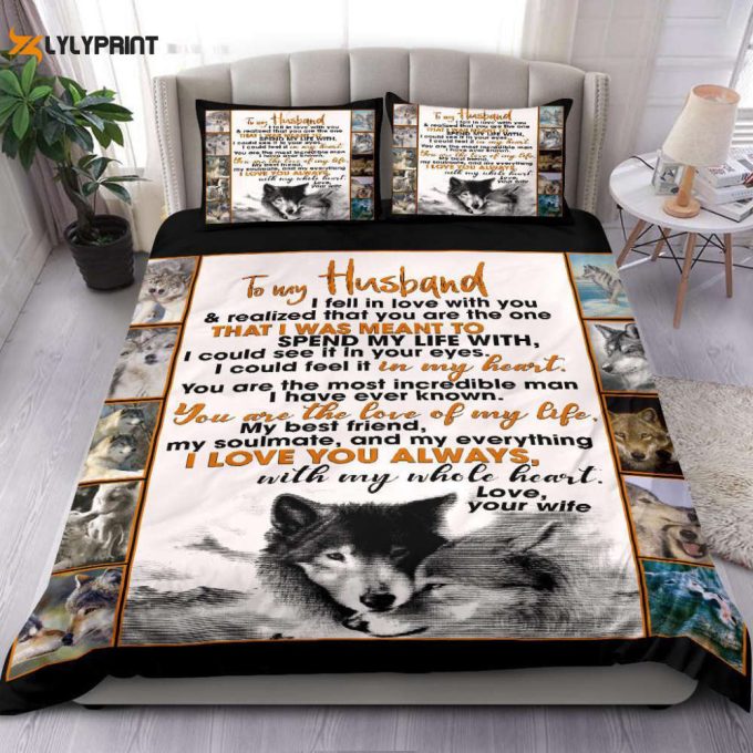 To My Husband Wolf Duvet Cover Bedding Set Gift For Fans 1