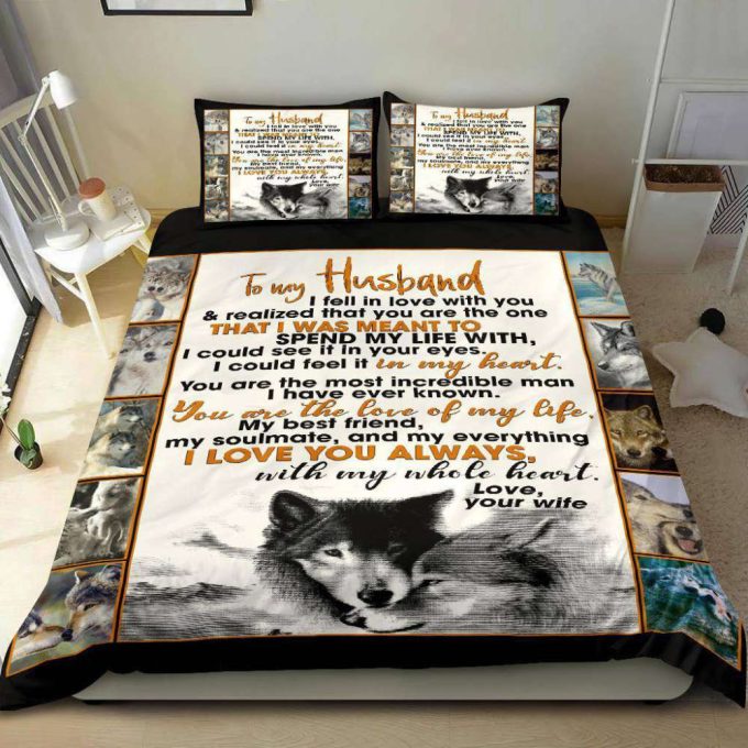 To My Husband Wolf Duvet Cover Bedding Set Gift For Fans 8