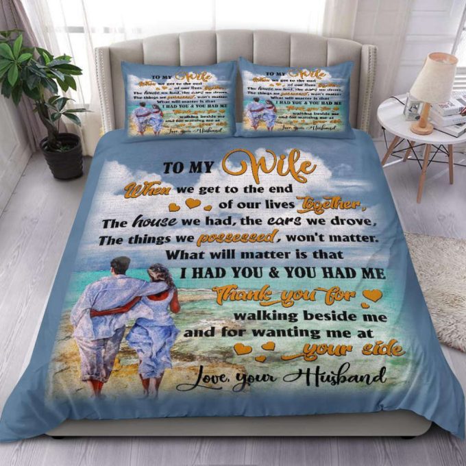 To My Wife Beach Art Duvet Cover Bedding Set Gift For Fans 2