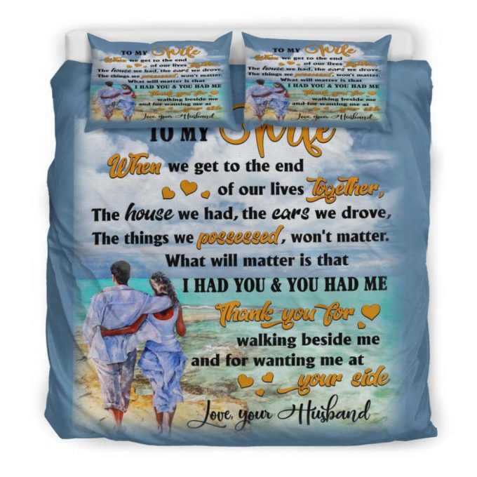 To My Wife Beach Art Duvet Cover Bedding Set Gift For Fans 4