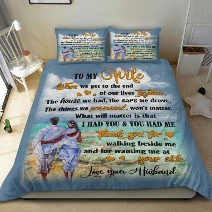 To My Wife Beach Art Duvet Cover Bedding Set Gift For Fans 5