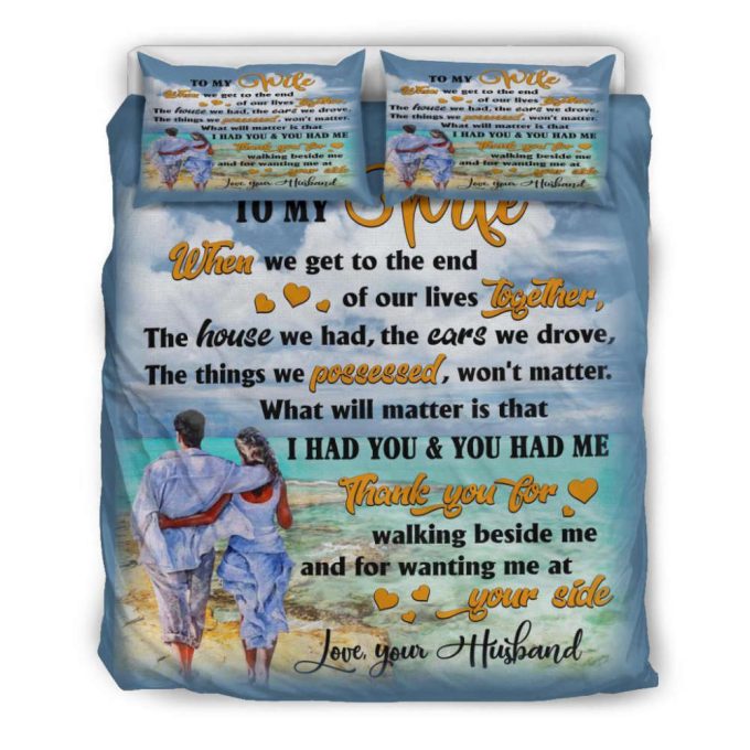 To My Wife Beach Art Duvet Cover Bedding Set Gift For Fans 6