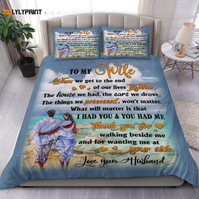 To My Wife Beach Art Duvet Cover Bedding Set Gift For Fans 1